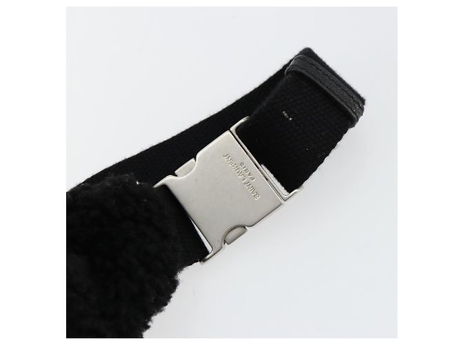 SAINT LAURENT Marsupio Bore in cotone nero argento 179295A - vista 9