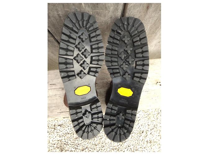 Stivaletti stringati Prada in pelle e nylon marroni Marrone - vista 6