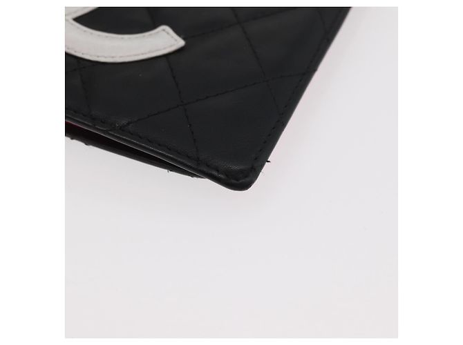 CHANEL Cambon Line Long Wallet Lamb Skin Black White CC Auth 176413A Nero Bianco - vista 14