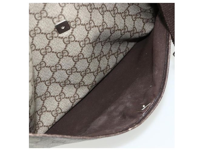 Borsa a tracolla GUCCI GG Supreme in PVC e pelle Beige Argento 141198 Auth 179200 - vista 11