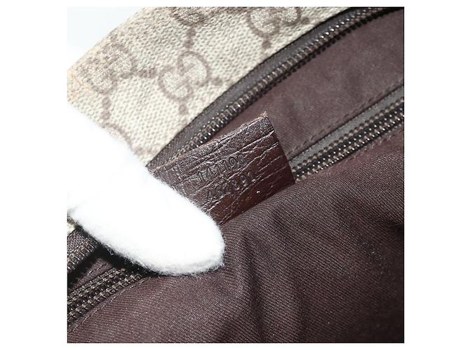 Borsa a tracolla GUCCI GG Supreme in PVC e pelle Beige Argento 141198 Auth 179200 - vista 12