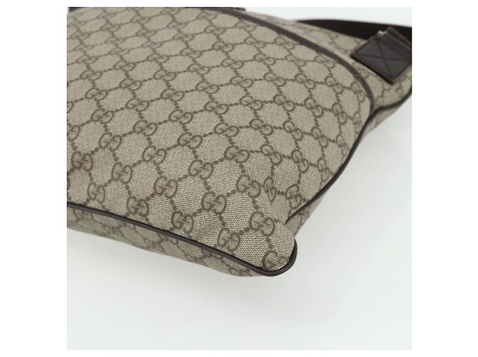 Borsa a tracolla GUCCI GG Supreme in PVC e pelle Beige Argento 141198 Auth 179200 - vista 14