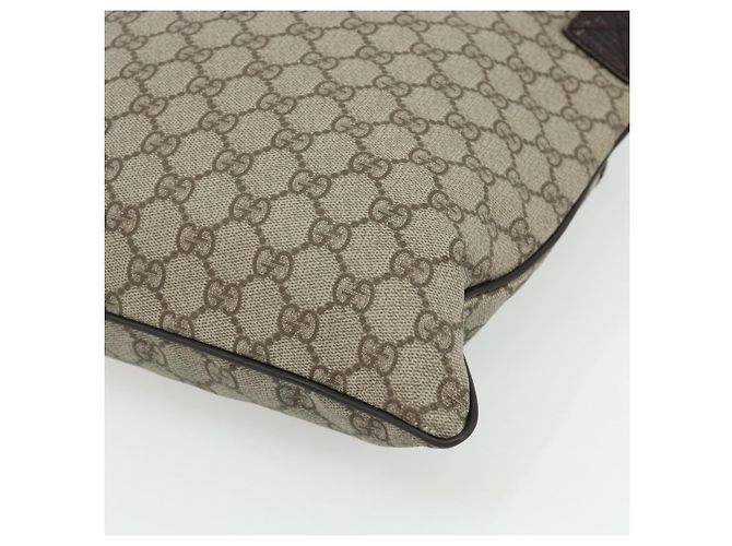 Borsa a tracolla GUCCI GG Supreme in PVC e pelle Beige Argento 141198 Auth 179200 - vista 16