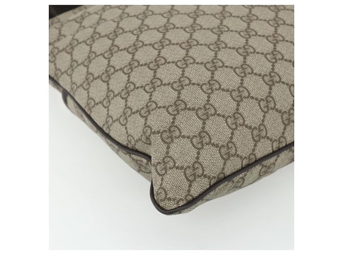 Borsa a tracolla GUCCI GG Supreme in PVC e pelle Beige Argento 141198 Auth 179200 - vista 17