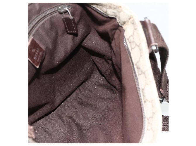 Borsa a tracolla GUCCI GG Supreme in PVC e pelle Beige Argento 141198 Auth 179200 - vista 19