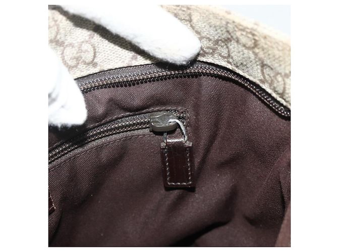 Borsa a tracolla GUCCI GG Supreme in PVC e pelle Beige Argento 141198 Auth 179200 - vista 21
