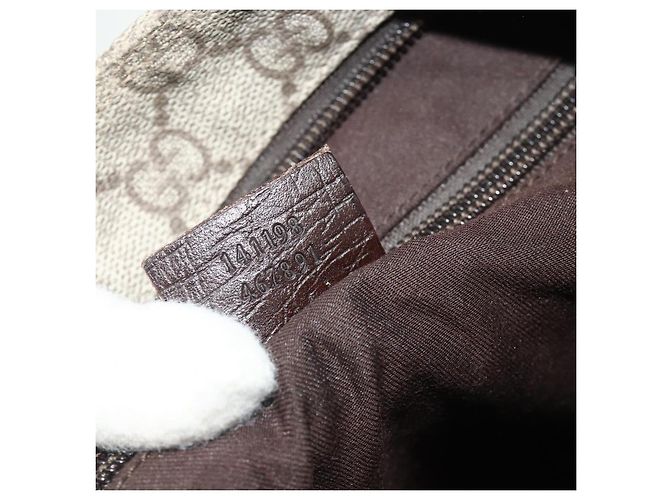 Borsa a tracolla GUCCI GG Supreme in PVC e pelle Beige Argento 141198 Auth 179200 - vista 23