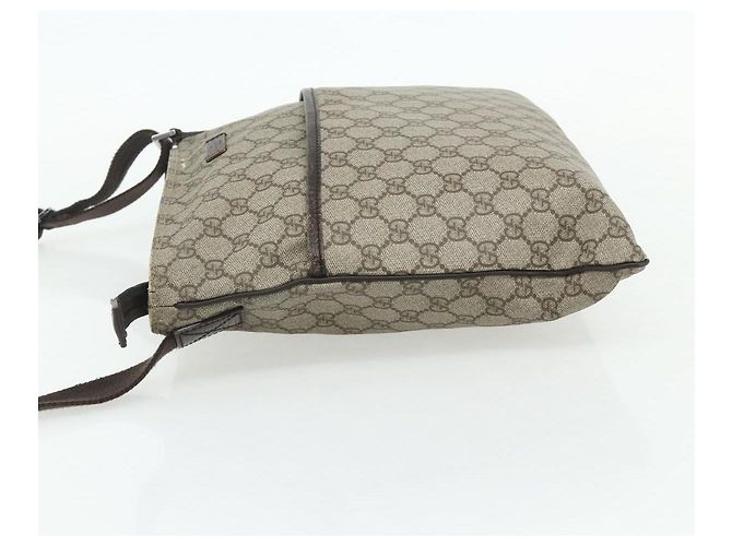 Borsa a tracolla GUCCI GG Supreme in PVC e pelle Beige Argento 141198 Auth 179200 - vista 3