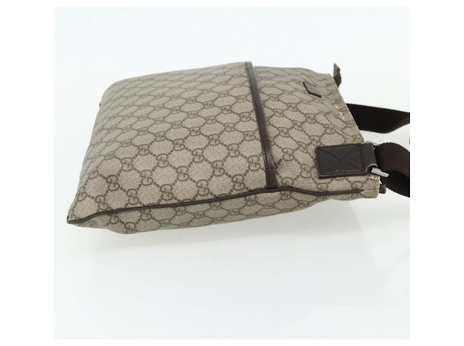 Borsa a tracolla GUCCI GG Supreme in PVC e pelle Beige Argento 141198 Auth 179200 - vista 4