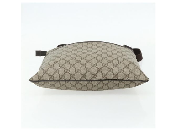 Borsa a tracolla GUCCI GG Supreme in PVC e pelle Beige Argento 141198 Auth 179200 - vista 5