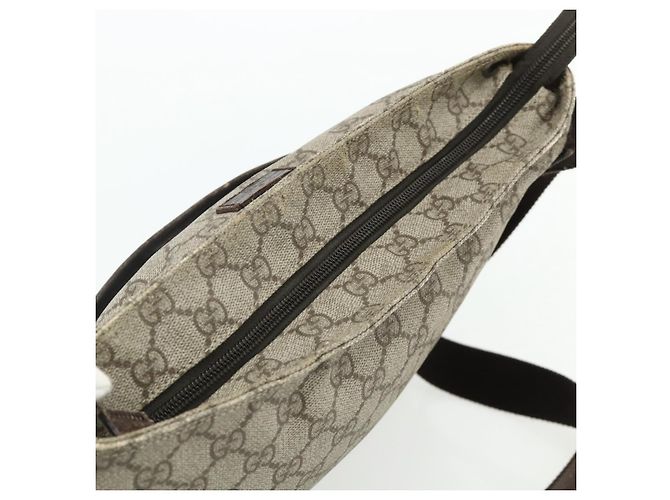 Borsa a tracolla GUCCI GG Supreme in PVC e pelle Beige Argento 141198 Auth 179200 - vista 6