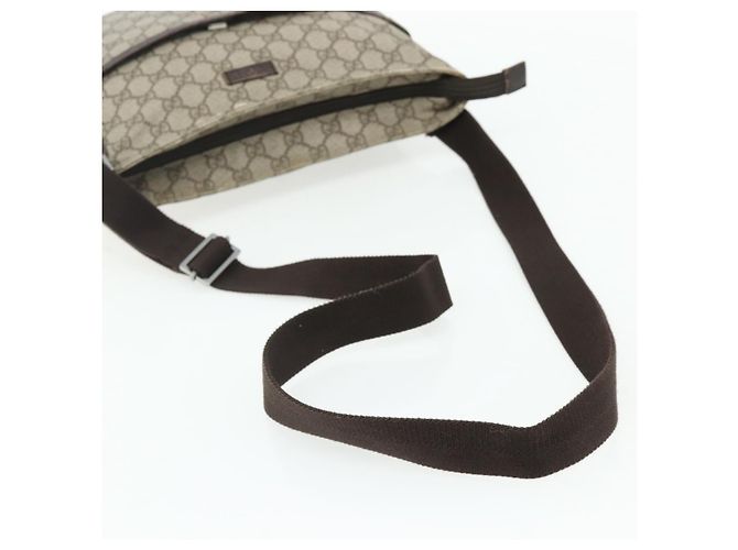 Borsa a tracolla GUCCI GG Supreme in PVC e pelle Beige Argento 141198 Auth 179200 - vista 7