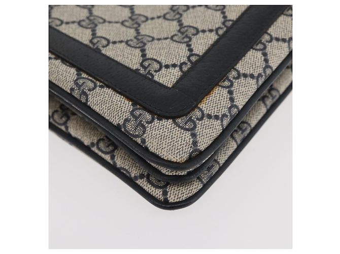Borsa a tracolla GUCCI GG Supreme Sherry Line PVC Blu Navy Oro 14 02 013 Auth 178297 D'oro - vista 14