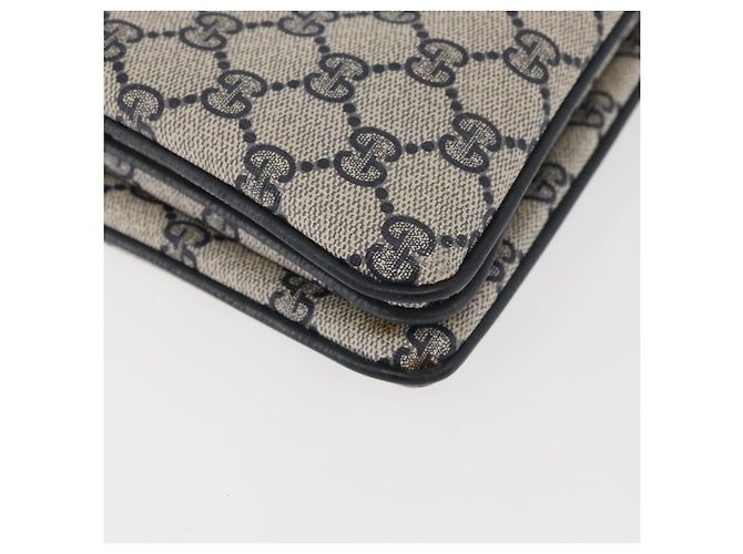 Borsa a tracolla GUCCI GG Supreme Sherry Line PVC Blu Navy Oro 14 02 013 Auth 178297 D'oro - vista 16
