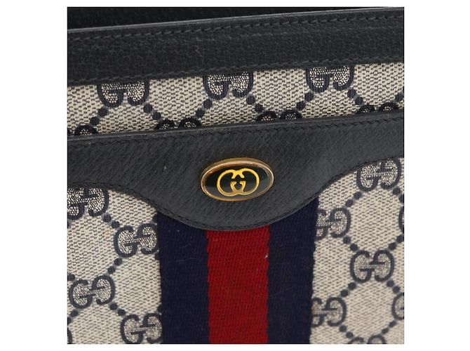 Borsa a tracolla GUCCI GG Supreme Sherry Line PVC Blu Navy Oro 14 02 013 Auth 178297 D'oro - vista 18