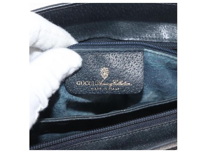 Borsa a tracolla GUCCI GG Supreme Sherry Line PVC Blu Navy Oro 14 02 013 Auth 178297 D'oro - vista 19