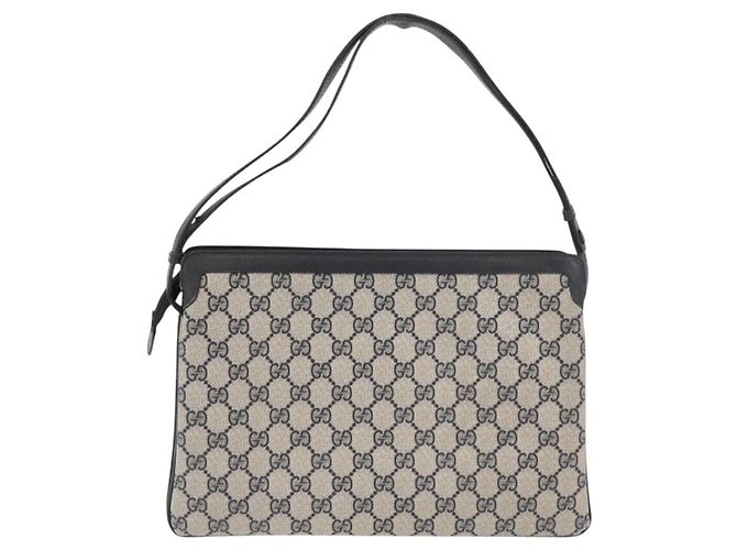 Borsa a tracolla GUCCI GG Supreme Sherry Line PVC Blu Navy Oro 14 02 013 Auth 178297 D'oro - vista 2
