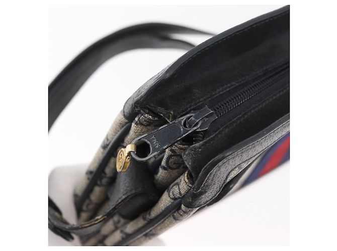 Borsa a tracolla GUCCI GG Supreme Sherry Line PVC Blu Navy Oro 14 02 013 Auth 178297 D'oro - vista 9