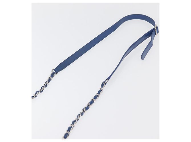CHANEL Matelasse Chain Shoulder Bag Patent leather Blue Silver CC Auth 179626SAM Argento - vista 15