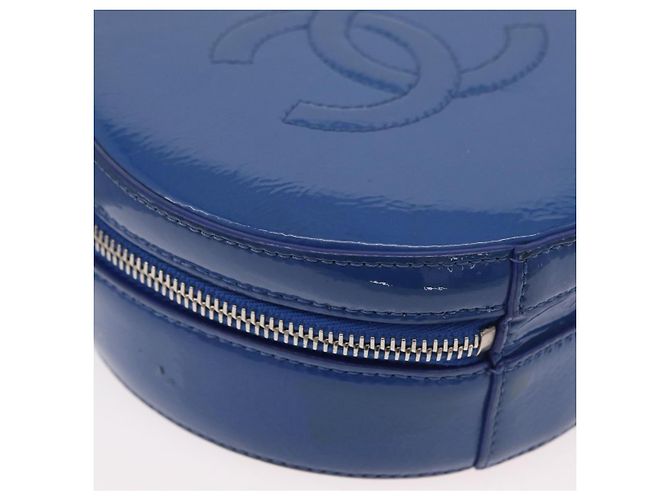 CHANEL Matelasse Chain Shoulder Bag Patent leather Blue Silver CC Auth 179626SAM Argento - vista 16