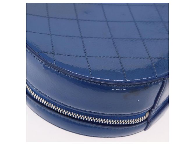 CHANEL Matelasse Chain Shoulder Bag Patent leather Blue Silver CC Auth 179626SAM Argento - vista 18