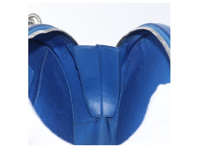 CHANEL Matelasse Chain Shoulder Bag Patent leather Blue Silver CC Auth 179626SAM Argento - vista 21
