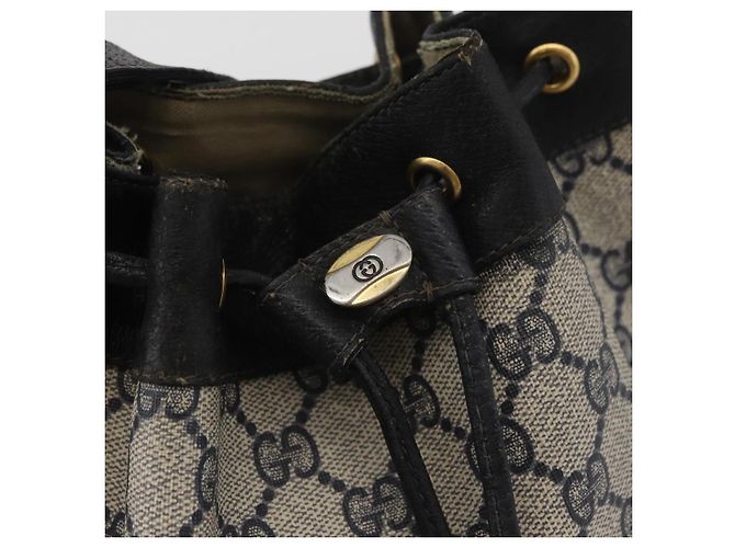 GUCCI GG Supreme Sherry Line Bag PVC Navy Gold Red 41 02 034 Auth 179646 Golden Navy blue - vista 10