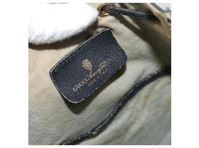 GUCCI GG Supreme Sherry Line Bag PVC Navy Gold Red 41 02 034 Auth 179646 Golden Navy blue - vista 18