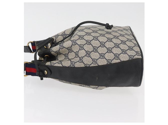 GUCCI GG Supreme Sherry Line Bag PVC Navy Gold Red 41 02 034 Auth 179646 Golden Navy blue - vista 4