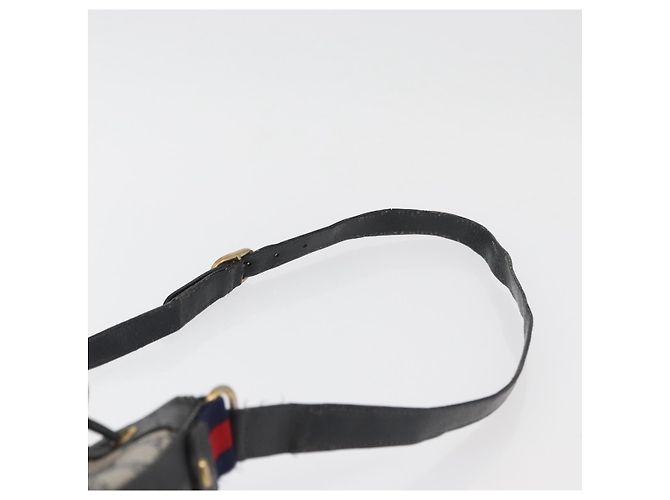 GUCCI GG Supreme Sherry Line Bag PVC Navy Gold Red 41 02 034 Auth 179646 Golden Navy blue - vista 8