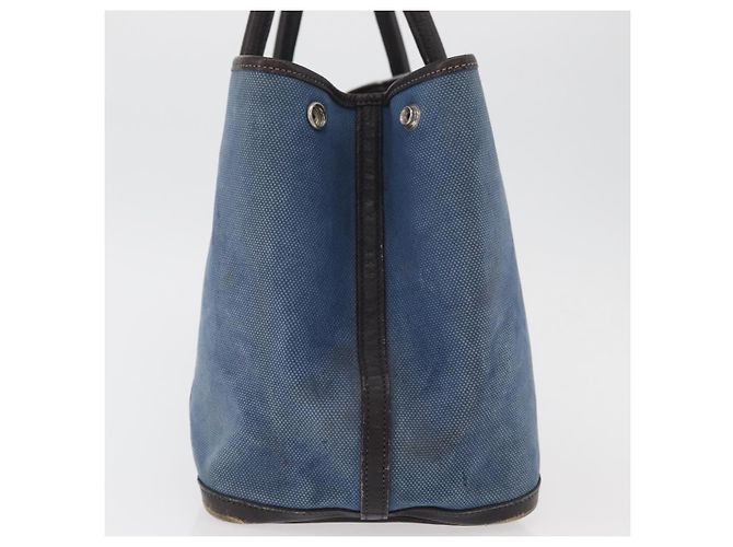 Hermès HERMES Garden Party PM Hand Bag Canvas Blue Silver Auth BA12580 Silvery - view 4