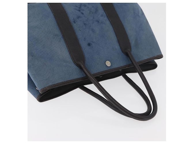 Hermès HERMES Garden Party PM Hand Bag Canvas Blue Silver Auth BA12580 Silvery - view 7