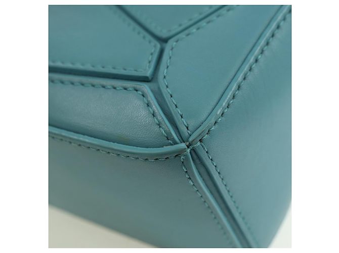 LOEWE �~ Ghibli Howl's Puzzle Bag Mini Hin Bag Leather 2way Blue Auth 167312SM D'oro Blu chiaro - vista 16