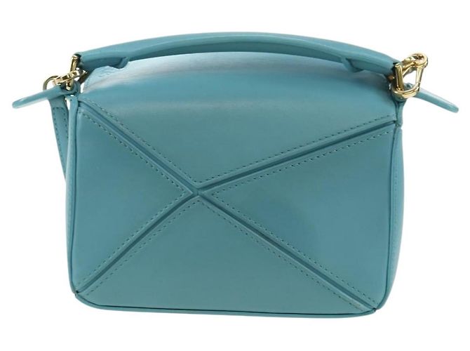 LOEWE �~ Ghibli Howl's Puzzle Bag Mini Hin Bag Leather 2way Blue Auth 167312SM D'oro Blu chiaro - vista 2