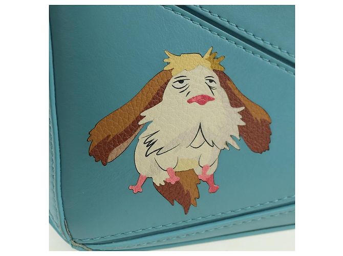LOEWE �~ Ghibli Howl's Puzzle Bag Mini Hin Bag Leather 2way Blue Auth 167312SM D'oro Blu chiaro - vista 20