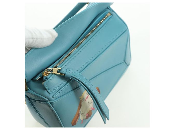 LOEWE �~ Ghibli Howl's Puzzle Bag Mini Hin Bag Leather 2way Blue Auth 167312SM D'oro Blu chiaro - vista 21