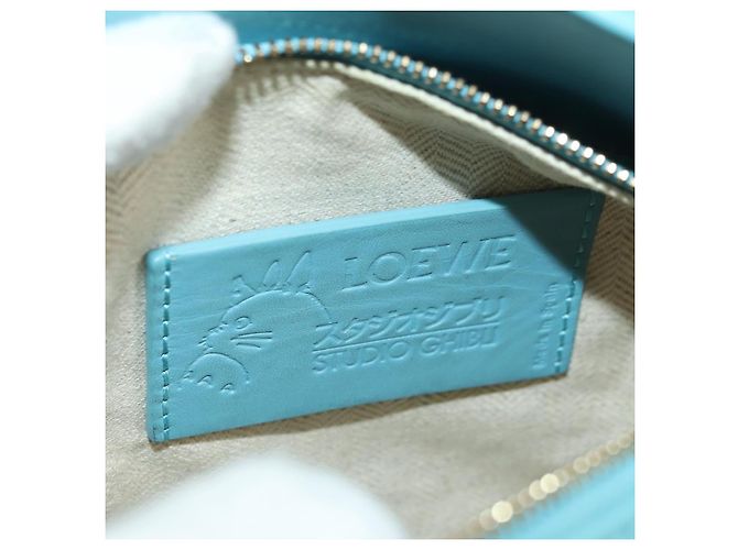 LOEWE �~ Ghibli Howl's Puzzle Bag Mini Hin Bag Leather 2way Blue Auth 167312SM D'oro Blu chiaro - vista 22