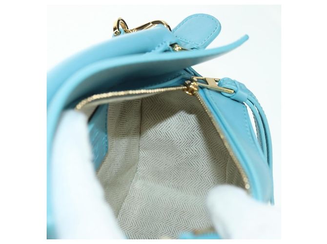 LOEWE �~ Ghibli Howl's Puzzle Bag Mini Hin Bag Leather 2way Blue Auth 167312SM D'oro Blu chiaro - vista 23