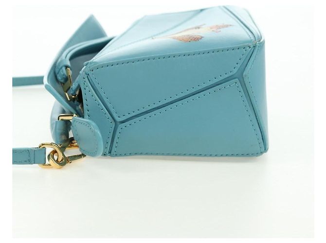 LOEWE �~ Ghibli Howl's Puzzle Bag Mini Hin Bag Leather 2way Blue Auth 167312SM D'oro Blu chiaro - vista 3