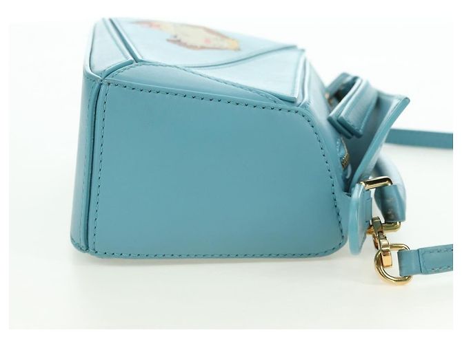 LOEWE �~ Ghibli Howl's Puzzle Bag Mini Hin Bag Leather 2way Blue Auth 167312SM D'oro Blu chiaro - vista 4