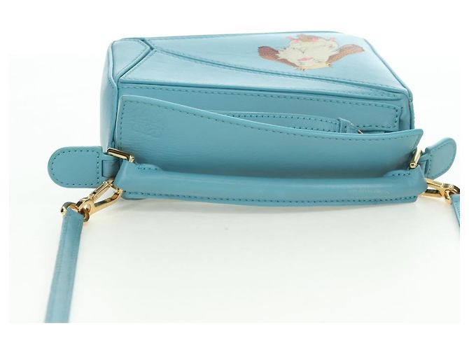 LOEWE �~ Ghibli Howl's Puzzle Bag Mini Hin Bag Leather 2way Blue Auth 167312SM D'oro Blu chiaro - vista 6
