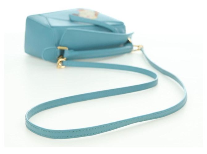 LOEWE �~ Ghibli Howl's Puzzle Bag Mini Hin Bag Leather 2way Blue Auth 167312SM D'oro Blu chiaro - vista 9
