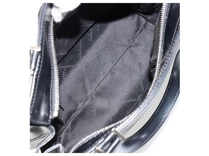 Borsa a mano Salvatore Ferragamo Gancini in pelle 2way nera argento Auth ka4288 Nero - vista 11