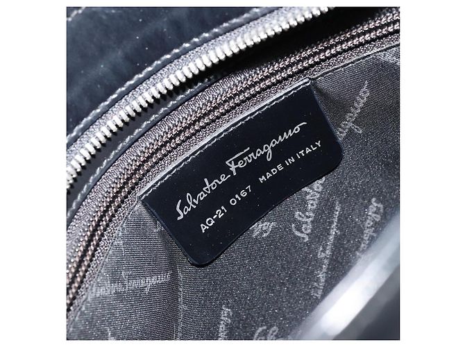 Borsa a mano Salvatore Ferragamo Gancini in pelle 2way nera argento Auth ka4288 Nero - vista 12