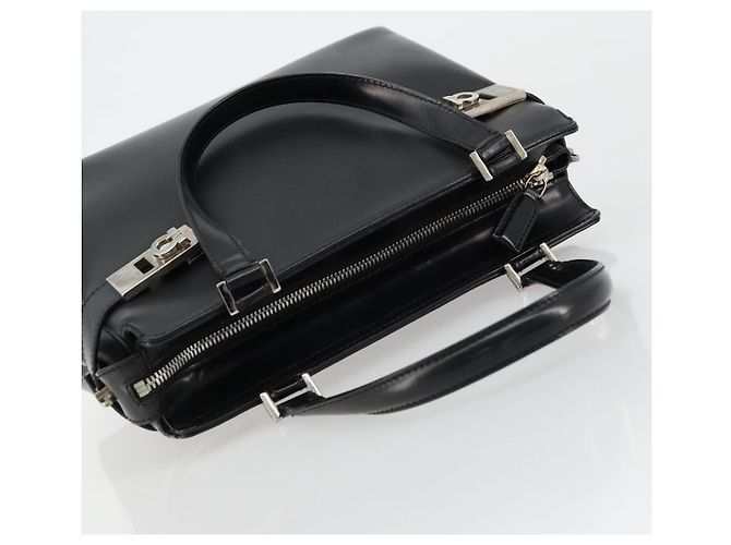 Borsa a mano Salvatore Ferragamo Gancini in pelle 2way nera argento Auth ka4288 Nero - vista 6