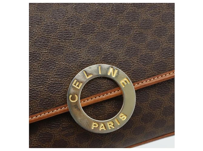 Céline Borsa a Spalla CELINE Macadam Canvas PVC Pelle Marrone Oro Auth 179765A D'oro - vista 17