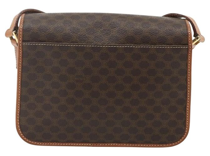 Céline Borsa a Spalla CELINE Macadam Canvas PVC Pelle Marrone Oro Auth 179765A D'oro - vista 2