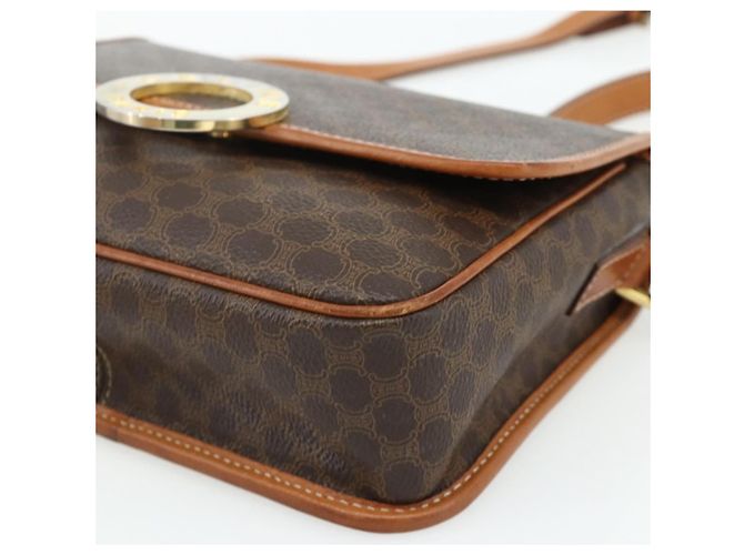Céline Borsa a Spalla CELINE Macadam Canvas PVC Pelle Marrone Oro Auth 179765A D'oro - vista 9