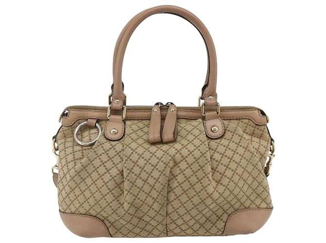 Borsa a mano GUCCI Diamante Canvas 2way Beige Oro 247902 Auth ka4301 D'oro - vista 13