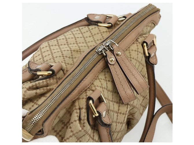 Borsa a mano GUCCI Diamante Canvas 2way Beige Oro 247902 Auth ka4301 D'oro - vista 6